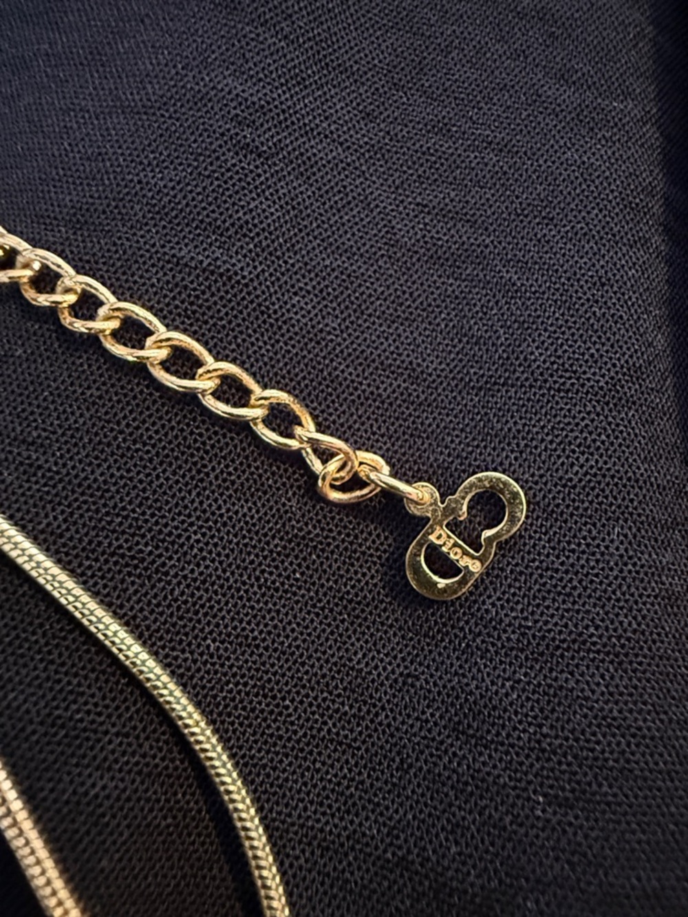 Dior Gold D Logo Snake Chain Necklace EUC - Picture 8 of 10
